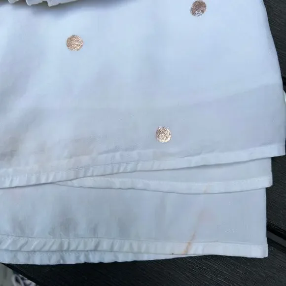 Anthropologie Cloth & Stone Polka Dot Seamed Dress White Rose Gold Size XS - Picture 11 of 11